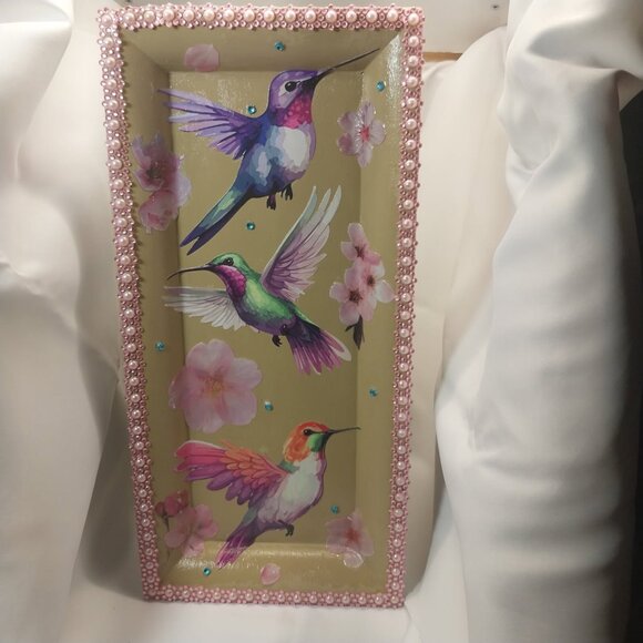 HANDMADE HUMMINGBIRD AND FLOWER WALL HANGER - Picture 1 of 1